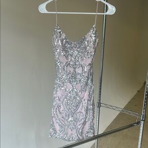 Windsor Pink and White Sheath Mini Dress Spaghetti Strap